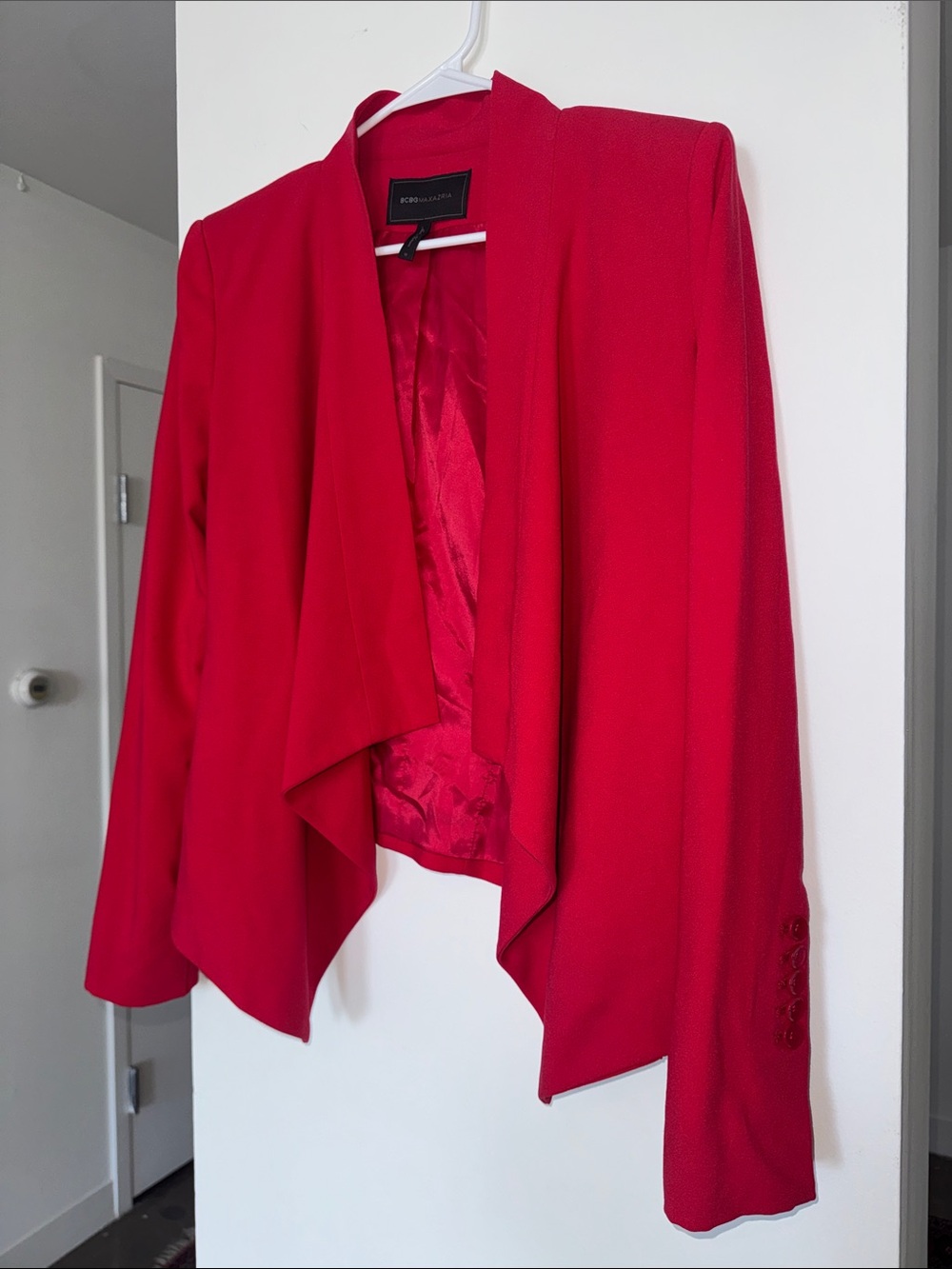 BCBGMaxazria Scarlet Draped Open-Front Blazer (Aubree Riored) Size Medium